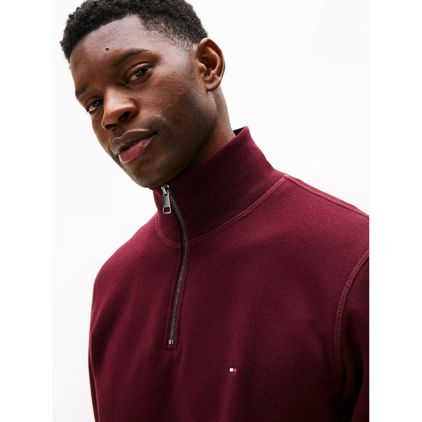Tommy Hilfiger Fleece Half-Zip Jumper In Deep Burgundy