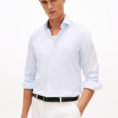 Tommy Hilfiger Flex Collar Mini Paisley Shirt in Sweet Blue