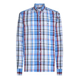 Tommy Hilfiger Flex Poplin Check Shirt In Blue Spell