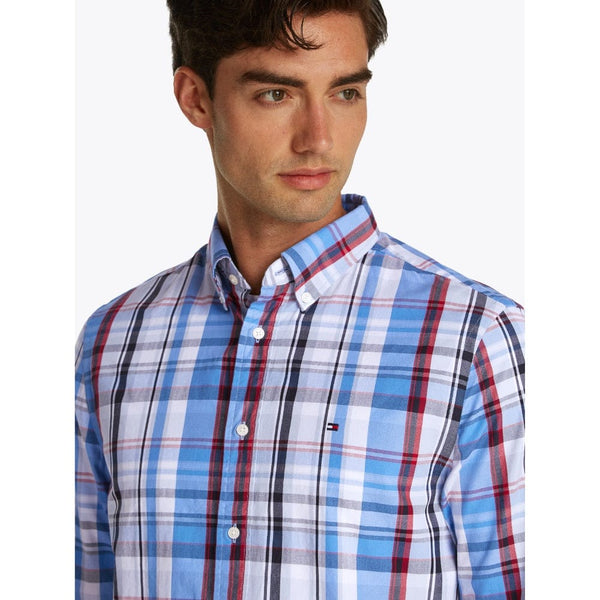 Tommy Hilfiger Flex Poplin Check Shirt In Blue Spell
