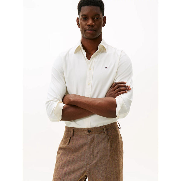Tommy Hilfiger Flex Regular Fit Flannel Shirt In Ivory Silk