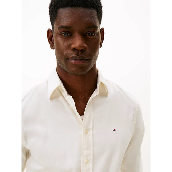 Tommy Hilfiger Flex Regular Fit Flannel Shirt In Ivory Silk