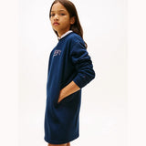 Tommy Hilfiger Floral Logo Fleece Relaxed Sweatshirt Dress In Dark Blue