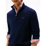 Tommy Hilfiger Half-Zip Jumper With Cashmere In Navy Blue
