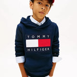Tommy Hilfiger Heritage Flag Badge Terry Hoody In Dark Blue