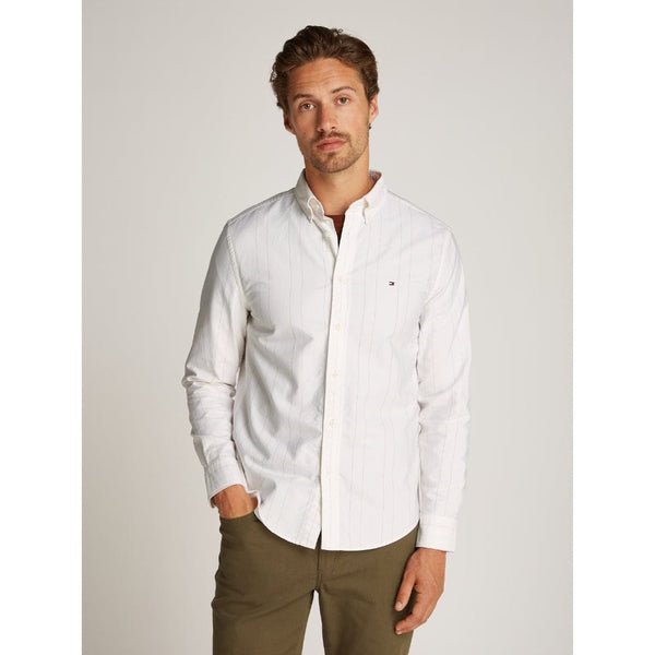 Tommy Hilfiger Heritage Oxford Fine Stripe Shirt In Ivory