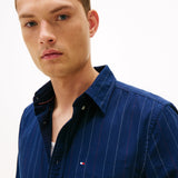 Tommy Hilfiger Heritage Oxford Pin Stripe Shirt In Preppy Navy