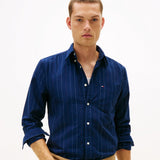 Tommy Hilfiger Heritage Oxford Pin Stripe Shirt In Preppy Navy