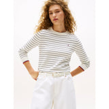 Tommy Hilfiger Jersey Fine Long Sleeve Crew Neck Sweater In Ivory Silk/Dark Night Navy