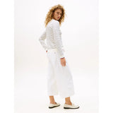 Tommy Hilfiger Jersey Fine Long Sleeve Crew Neck Sweater In Ivory Silk/Dark Night Navy