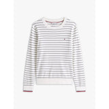 Tommy Hilfiger Jersey Fine Long Sleeve Crew Neck Sweater In Ivory Silk/Dark Night Navy