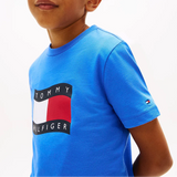 Tommy Hilfiger Kids Wavy Flag Jersey Crew Neck T-Shirt In Empire Blue