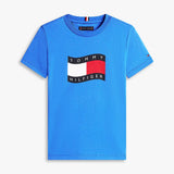 Tommy Hilfiger Kids Wavy Flag Jersey Crew Neck T-Shirt In Empire Blue