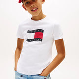 Tommy Hilfiger Kids Wavy Flag Jersey Crew Neck T-Shirt In White
