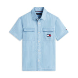 Tommy Hilfiger Kids Wavy Flag Short Sleeve Denim Shirt
