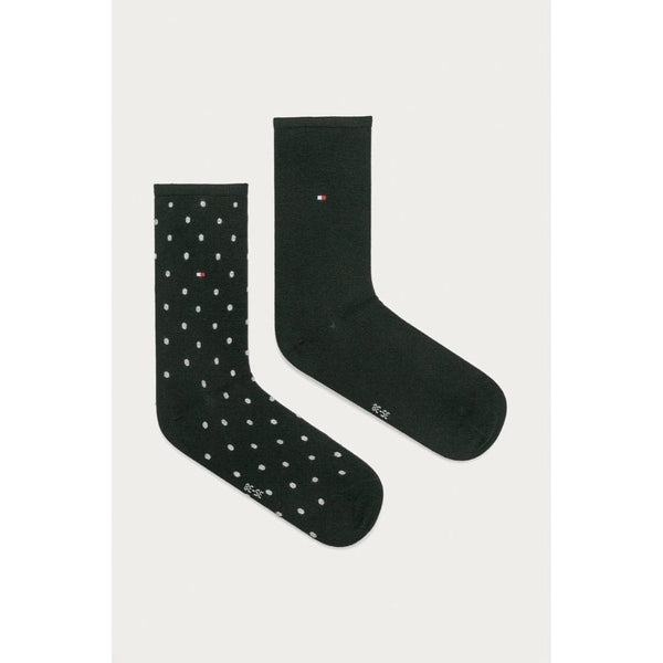 Tommy Hilfiger Ladies Dot Crew Socks 2 Pack In Black