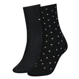 Tommy Hilfiger Ladies Dot Crew Socks 2 Pack In Black
