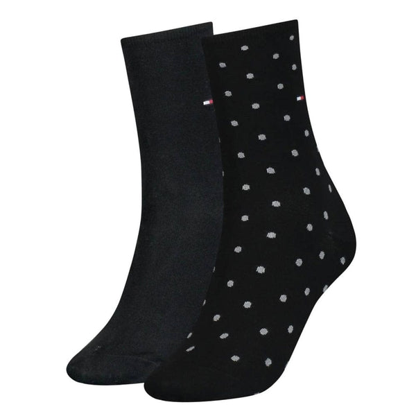 Tommy Hilfiger Ladies Dot Crew Socks 2 Pack In Black