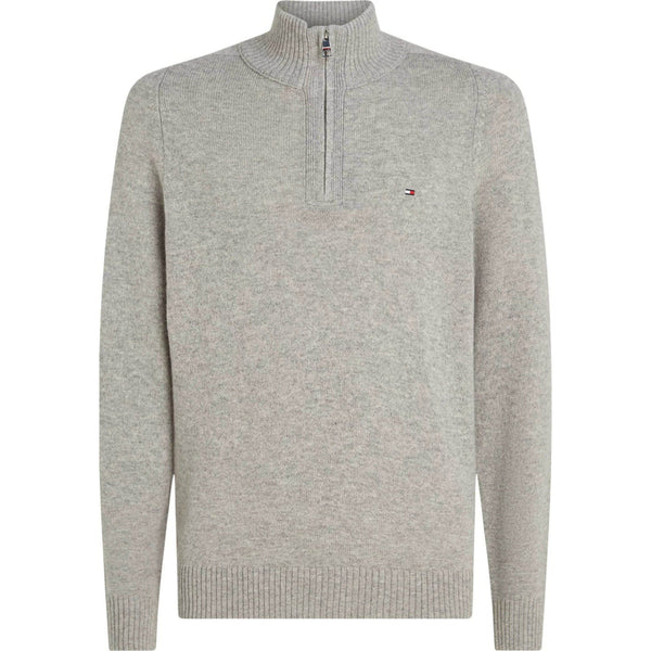 Tommy Hilfiger Lambswool Zip Mock In Light Grey Heather