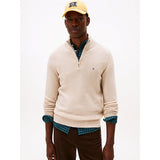 Tommy Hilfiger Lambswool Zip-Up Sweater In Beige
