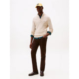 Tommy Hilfiger Lambswool Zip-Up Sweater In Beige