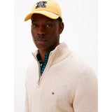 Tommy Hilfiger Lambswool Zip-Up Sweater In Beige