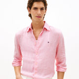 Tommy Hilfiger Linen Bengal Stripe Regular Fit Shirt Classic Pink
