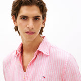 Tommy Hilfiger Linen Bengal Stripe Regular Fit Shirt Classic Pink