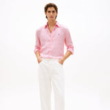 Tommy Hilfiger Linen Bengal Stripe Regular Fit Shirt Classic Pink