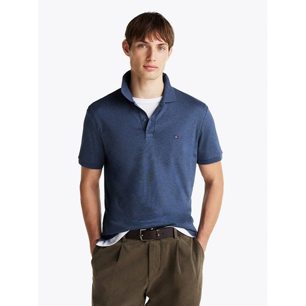 Tommy Hilfiger Liquid Cotton Regular Fit Polo Shirt In Faded Indigo Heather