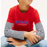 Tommy Hilfiger Logo Crew Neck Jersey T-Shirt In Rapid Red
