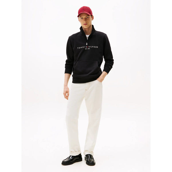 Tommy Hilfiger Logo Embroidery Half-Zip Jumper In Black