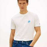 Tommy Hilfiger Logo Embroidery Jersey T-Shirt in Ecru