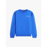 Tommy Hilfiger Logo Embroidery Terry Crew Neck Sweatshirt In Empire Blue