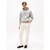 Tommy Hilfiger Logo Flex Fleece Hoody In Cloud Heather