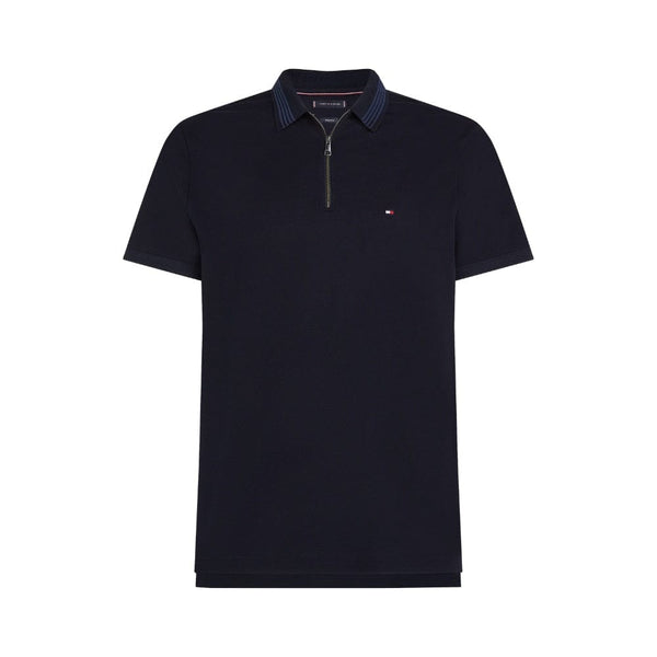 Tommy Hilfiger Mercerised Pique Zip Polo In Desert Sky