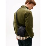 Tommy Hilfiger Metal Logo Crossbody Reporter Bag In Black