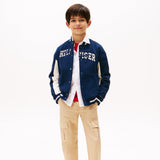 Tommy Hilfiger Mixed Graphic Bomber In Dark Night