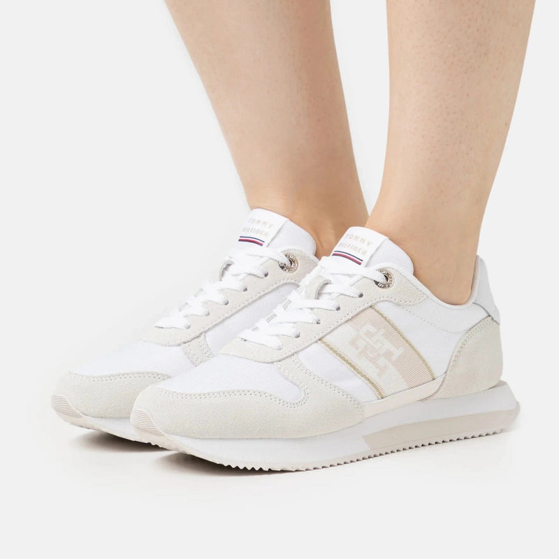 Tommy Hilfiger Mixed Panel Runner TH Webbing Trainers in White