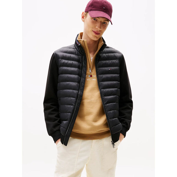 Tommy Hilfiger Mixed Texture Quilted Zip-Thru Sweatshirt In Black