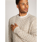 Tommy Hilfiger Mouline Aran Cable Crew Neck In Ivory