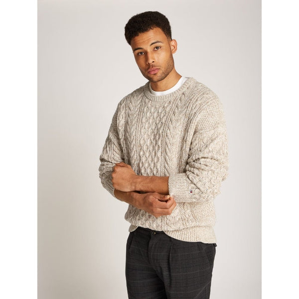 Tommy Hilfiger Mouline Aran Cable Crew Neck In Ivory