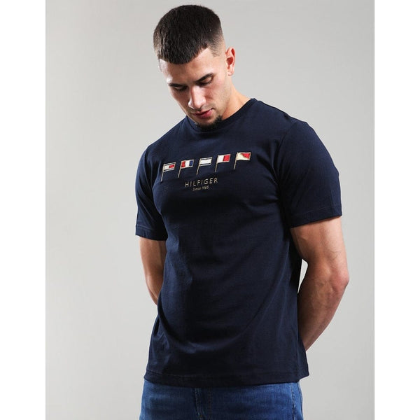 Tommy Hilfiger Multi Flag T-shirt Desert Sky In Navy