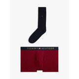 Tommy Hilfiger Original Trunks And Socks Gift Set In Red Tonal Flag/Desert Sky