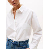 Tommy Hilfiger Oversized Fit Adjustable Cuffs Poplin Shirt In Optic White