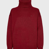 Tommy Hilfiger Oversized Turtleneck Jumper Red