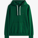 Tommy Hilfiger Peached Fleece Contrast Drawstring Hoody In Ornamental Green