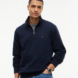 Tommy Hilfiger Peached Fleece Quarter-Zip Sweatshirt In Navy Blue