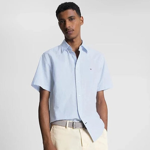 Tommy Hilfiger Poplin Short Sleeve Shirt Calm Blue