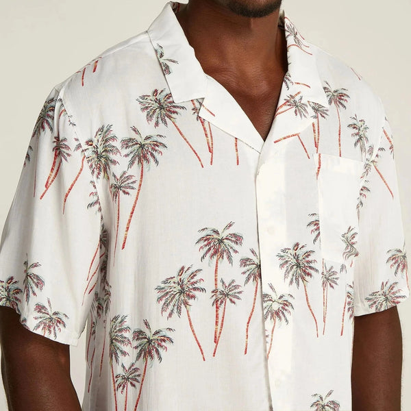 Tommy Hilfiger Print Bowling Shirt in Beige